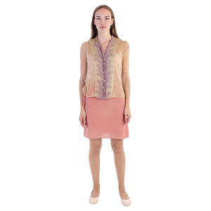 JOVOVICH HAWK BEIGE, GOLD, PINK, VIOLET BLOUSE | WOMENS SIZE M
